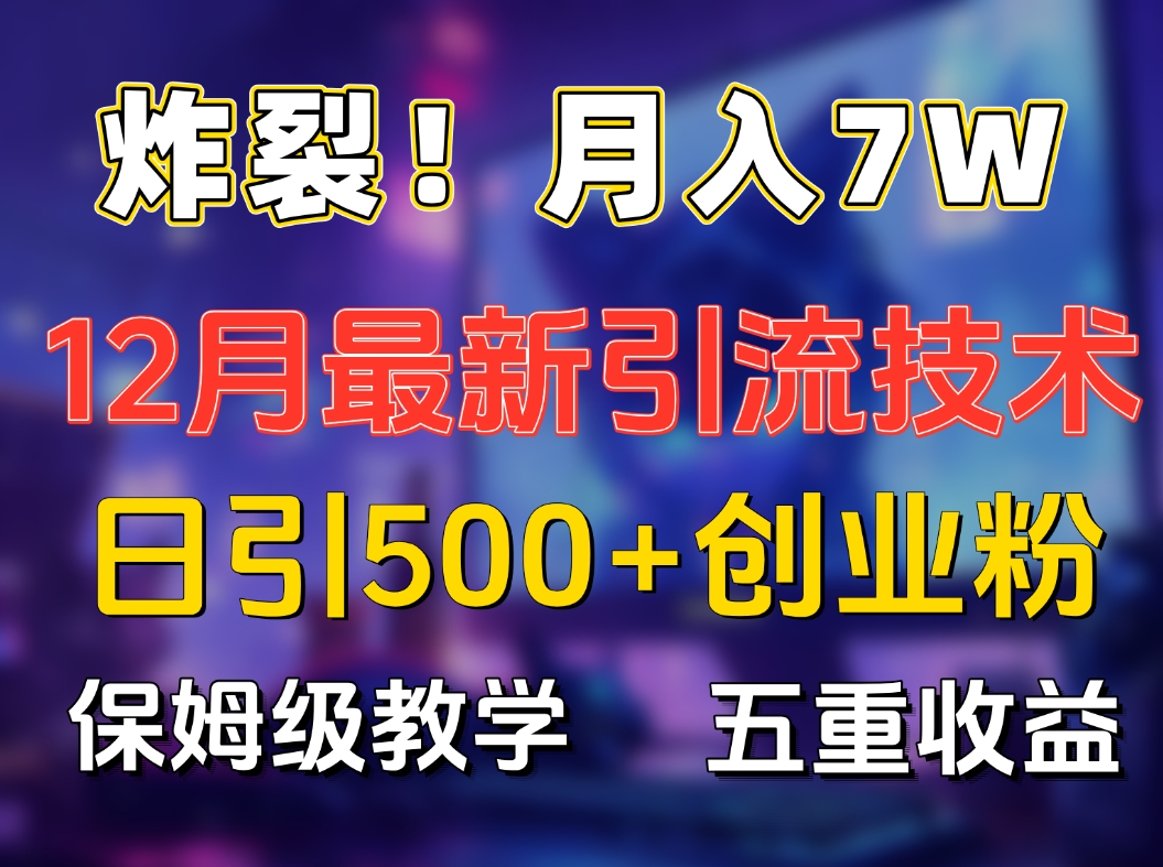 炸裂！月入7W+揭秘12月最新日引流500+精准创业粉，多重收益保姆级教学娅氪网创资源-网创项目资源站-副业项目-创业项目-搞钱项目娅氪网创资源