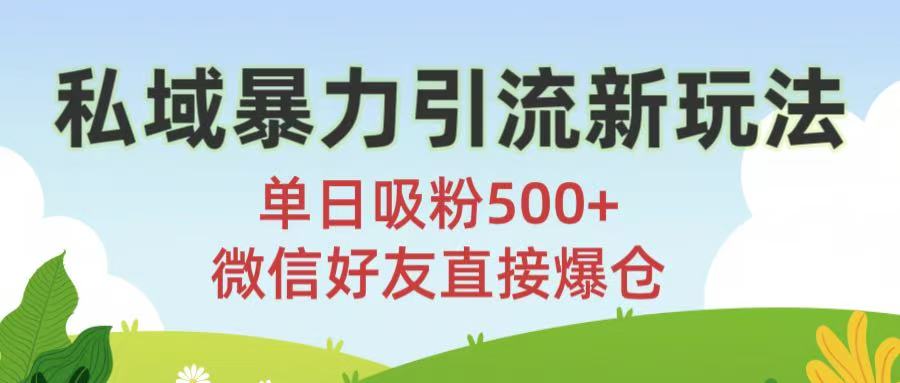 私域暴力引流新玩法!单日吸粉500+,微信好友直接爆仓娅氪网创资源-网创项目资源站-副业项目-创业项目-搞钱项目娅氪网创资源