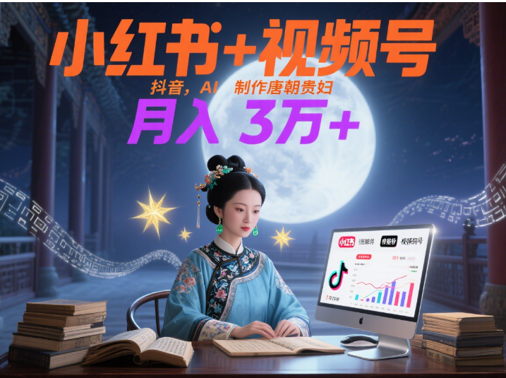 小红书+视频号+抖音,AI轻松制作唐朝贵妇IP,毒鸡汤、励志、减肥瘦身、养生赛道轻松切入,每天30分钟,轻松产出N条,月入3万+ 娅氪网创资源-网创项目资源站-副业项目-创业项目-搞钱项目娅氪网创资源