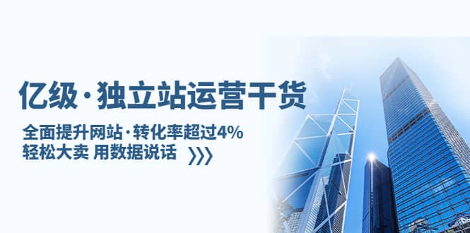 独立站运营干货：全面提升网站·转化率超过4%，轻松大卖 用数据说话娅氪网创资源-网创项目资源站-副业项目-创业项目-搞钱项目娅氪网创资源