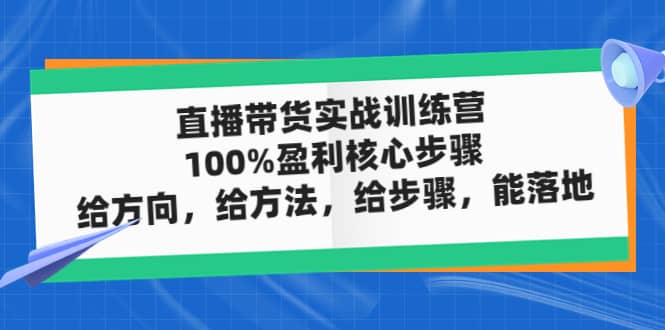 直播带货实战训练营:100%盈利核心步骤,给方向,给方法,给步骤,能落地娅氪网创资源-网创项目资源站-副业项目-创业项目-搞钱项目娅氪网创资源