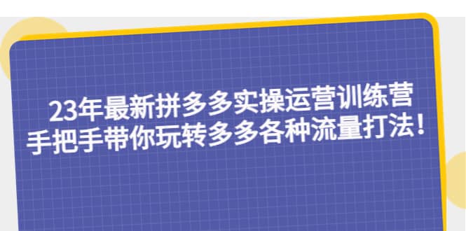 23年最新拼多多实操运营训练营：手把手带你玩转多多各种流量打法！娅氪网创资源-网创项目资源站-副业项目-创业项目-搞钱项目娅氪网创资源