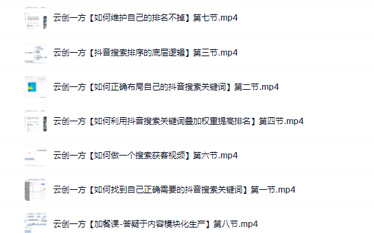 云创一方2022抖音SEO系列课程，教你如何快速上抖音搜索排名第一娅氪网创资源-网创项目资源站-副业项目-创业项目-搞钱项目娅氪网创资源