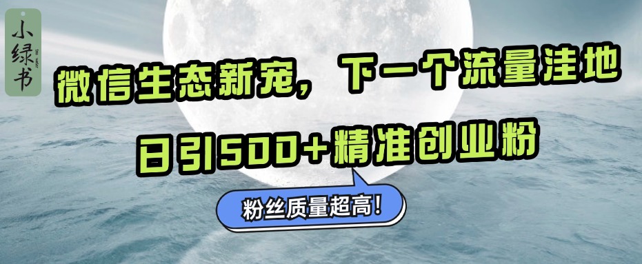 微信生态新宠小绿书：下一个流量洼地，粉丝质量超高，日引500+精准创业粉，娅氪网创资源-网创项目资源站-副业项目-创业项目-搞钱项目娅氪网创资源