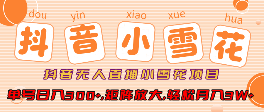 小雪花项目,抖音无人直播,单号日入300+,矩阵放大,轻松月入3W+娅氪网创资源-网创项目资源站-副业项目-创业项目-搞钱项目娅氪网创资源