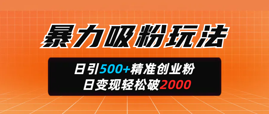 暴力吸粉玩法，日引500+精准创业粉，日变现轻松破2000娅氪网创资源-网创项目资源站-副业项目-创业项目-搞钱项目娅氪网创资源