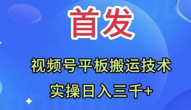 全网首发：视频号平板搬运技术，实操日入三千＋娅氪网创资源-网创项目资源站-副业项目-创业项目-搞钱项目娅氪网创资源