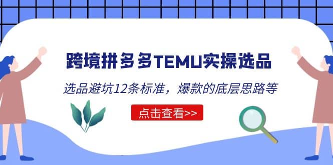 跨境拼多多TEMU实操选品运营方法，选品避坑12条标准，爆款的底层思路等娅氪网创资源-网创项目资源站-副业项目-创业项目-搞钱项目娅氪网创资源