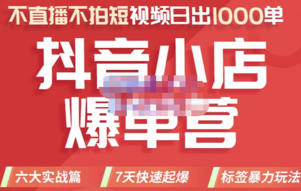2022年抖音小店爆单营,不直播、不拍短视频、日出1000单,暴力玩法娅氪网创资源-网创项目资源站-副业项目-创业项目-搞钱项目娅氪网创资源