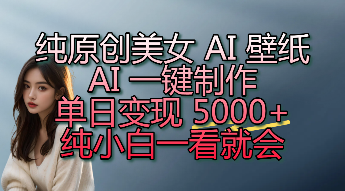 纯原创美女 AI 壁纸玩法,AI 一键制作,单日变现 5000+,纯小白一看就会娅氪网创资源-网创项目资源站-副业项目-创业项目-搞钱项目娅氪网创资源