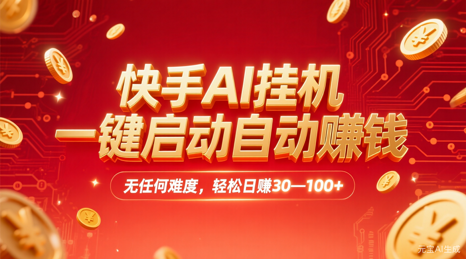 快手AI,一键启动自动赚钱 无任何难度,轻松一天30—100+娅氪网创资源-网创项目资源站-副业项目-创业项目-搞钱项目娅氪网创资源