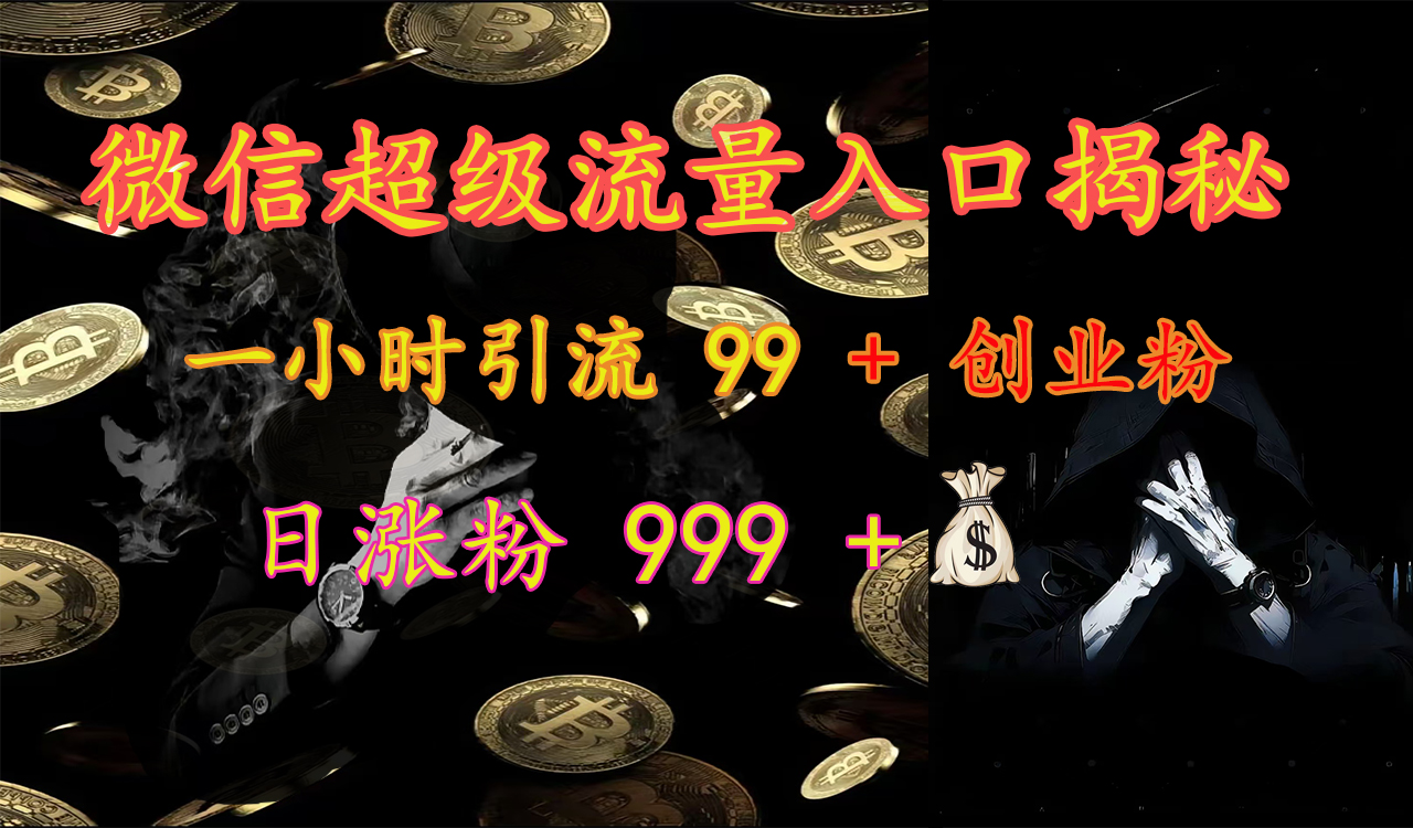 微信超级流量入口揭秘:一小时引流 99 + 创业粉,日涨粉 999 +【揭秘】娅氪网创资源-网创项目资源站-副业项目-创业项目-搞钱项目娅氪网创资源