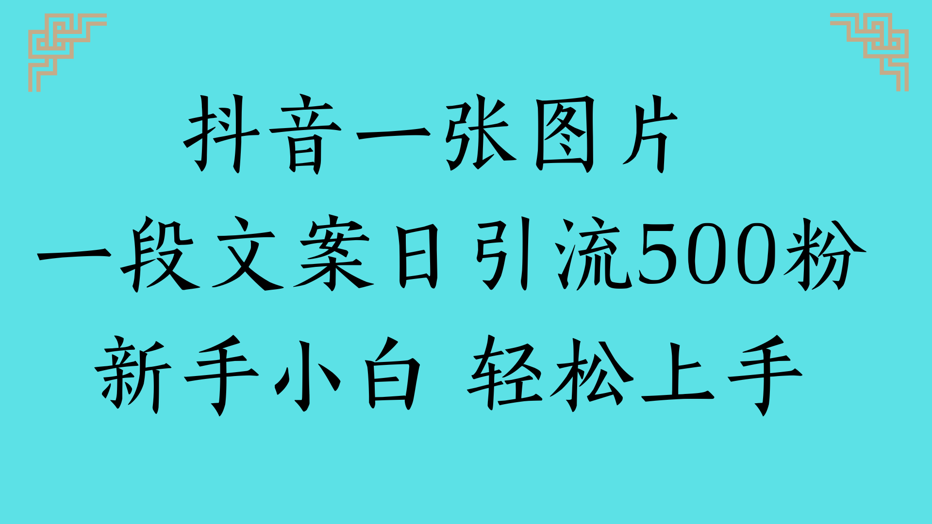 抖音一张图片 一段文案日引流500粉新手小白 轻松上手娅氪网创资源-网创项目资源站-副业项目-创业项目-搞钱项目娅氪网创资源