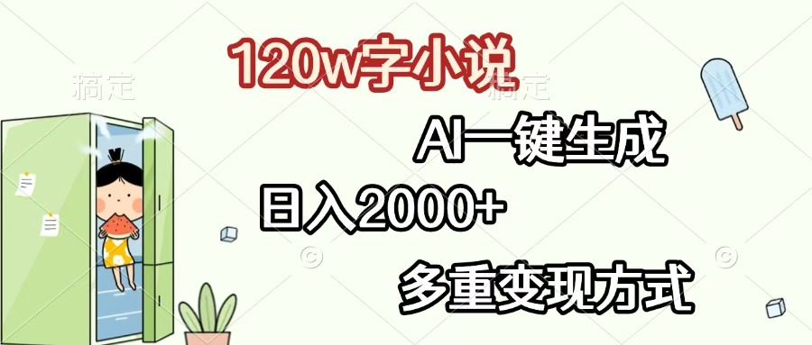 120w字小说，AI一键生成，日入2000+，多重变现方式娅氪网创资源-网创项目资源站-副业项目-创业项目-搞钱项目娅氪网创资源