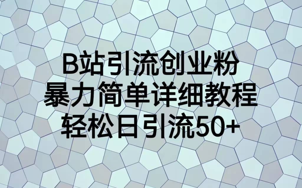 B站引流创业粉，暴力简单详细教程，轻松日引流50+娅氪网创资源-网创项目资源站-副业项目-创业项目-搞钱项目娅氪网创资源