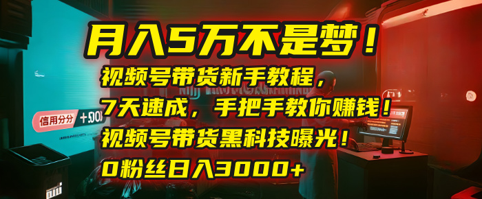 月入5万不是梦!视频号带货新手教程,7天速成,手把手教你赚钱!视频号带货黑科技曝光!0粉丝日入3000+娅氪网创资源-网创项目资源站-副业项目-创业项目-搞钱项目娅氪网创资源