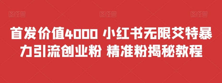 首发价值4000 小红书无限艾特暴力引流创业粉 精准粉揭秘教程娅氪网创资源-网创项目资源站-副业项目-创业项目-搞钱项目娅氪网创资源