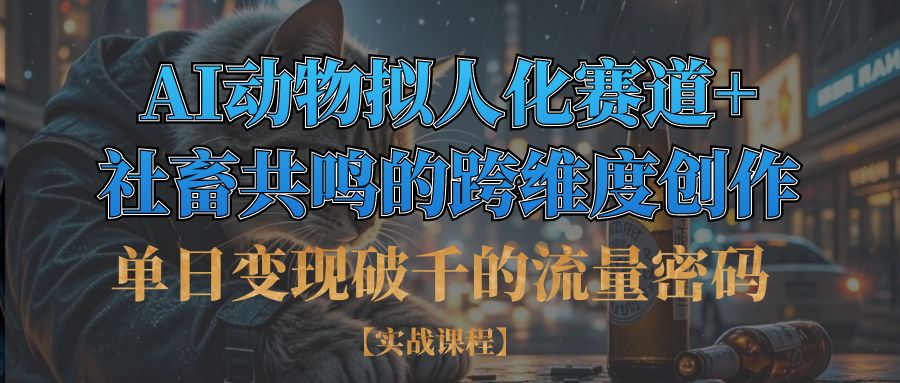 单日变现破千的流量密码,AI动物拟人化赛道+社畜共鸣的跨维度创作娅氪网创资源-网创项目资源站-副业项目-创业项目-搞钱项目娅氪网创资源