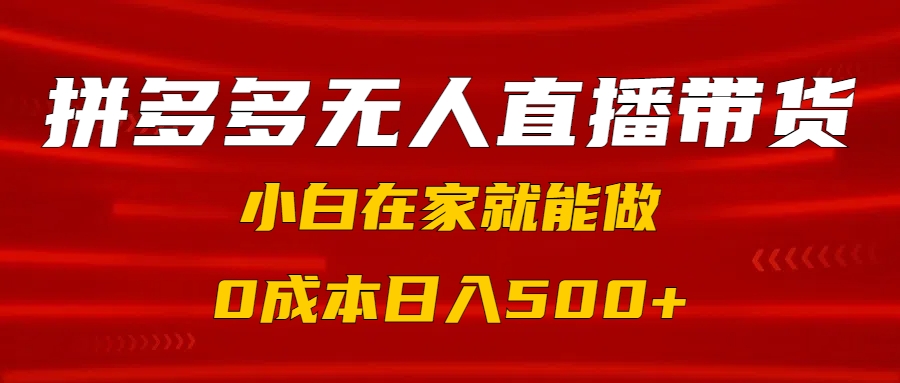 拼多多无人直播带货，小白在家就能做，0成本日入500+娅氪网创资源-网创项目资源站-副业项目-创业项目-搞钱项目娅氪网创资源