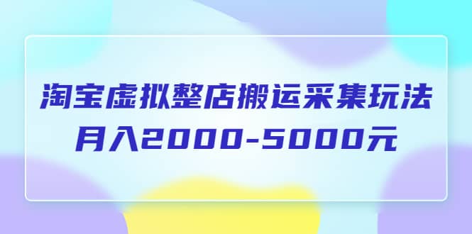 淘宝虚拟整店搬运采集玩法分享课：月入2000-5000元（5节课）娅氪网创资源-网创项目资源站-副业项目-创业项目-搞钱项目娅氪网创资源