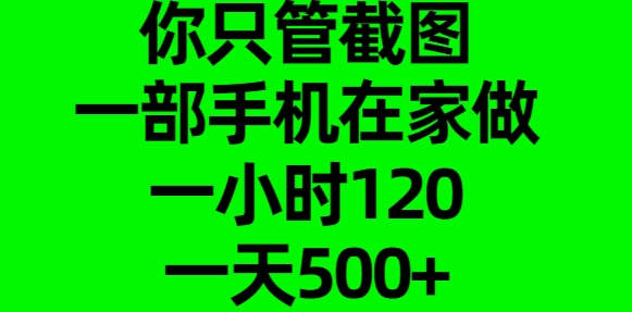 你只管截图，一部手机在家做，一小时120，一天500+娅氪网创资源-网创项目资源站-副业项目-创业项目-搞钱项目娅氪网创资源