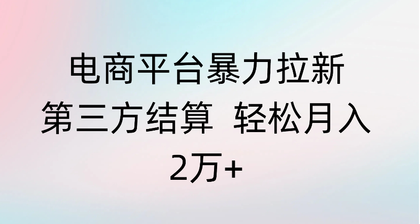 电商平台暴力拉新第三方结算 轻松月入2万+娅氪网创资源-网创项目资源站-副业项目-创业项目-搞钱项目娅氪网创资源