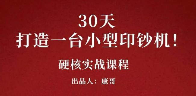 康哥30天打造一台小型印钞机：躺赚30万的项目完整复盘（视频教程）娅氪网创资源-网创项目资源站-副业项目-创业项目-搞钱项目娅氪网创资源