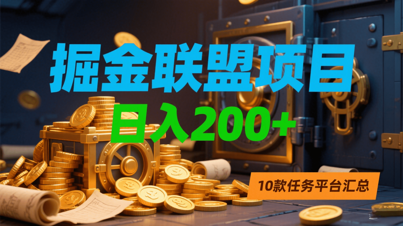 掘金联盟项目,日入200+,10款任务平台汇总网创吧-网创项目资源站-副业项目-创业项目-搞钱项目网创吧