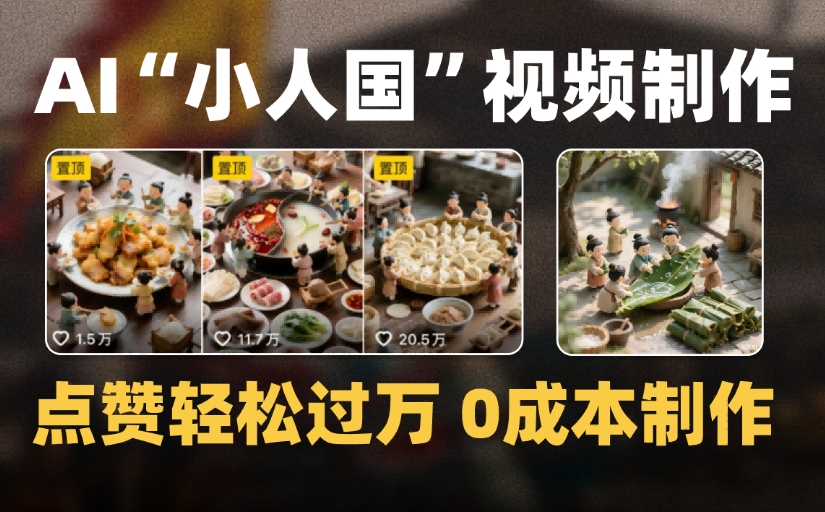 爆款1000W+微缩景观迷你小人国AI视频,0成本制作全流程教学网创吧-网创项目资源站-副业项目-创业项目-搞钱项目网创吧