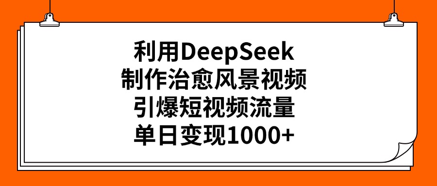利用DeepSeek制作，治愈风景视频，引爆短视频流量，单日变现1000+娅氪网创资源-网创项目资源站-副业项目-创业项目-搞钱项目娅氪网创资源