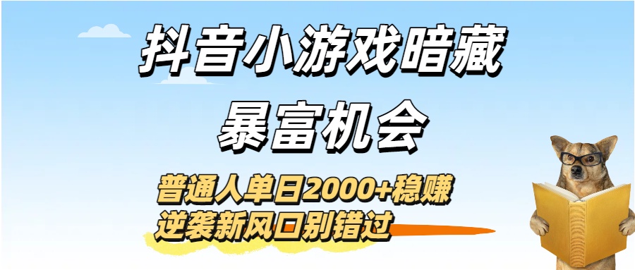 抖音小游戏暗藏暴富机会!普通人单日2000+稳赚,逆袭新风口别错过娅氪网创资源-网创项目资源站-副业项目-创业项目-搞钱项目娅氪网创资源