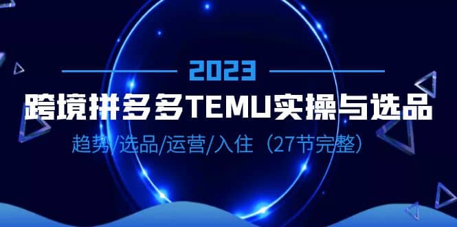 2023跨境·拼多多·TEMU实操与选品，趋势·选品·运营·入住（27节完整）娅氪网创资源-网创项目资源站-副业项目-创业项目-搞钱项目娅氪网创资源
