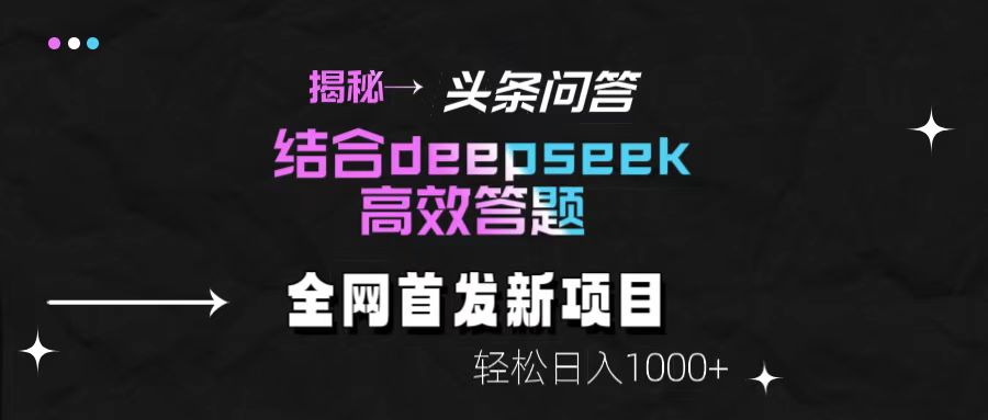 揭秘头条问答新玩法!结合deepseek高效答题,轻松日入1000+网创吧-网创项目资源站-副业项目-创业项目-搞钱项目网创吧