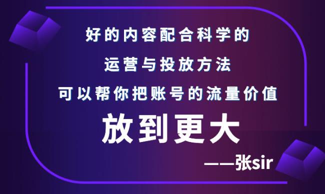 张sir账号流量增长课，告别海王流量，让你的流量更精准娅氪网创资源-网创项目资源站-副业项目-创业项目-搞钱项目娅氪网创资源
