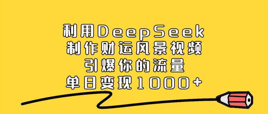 利用DeepSeek制作财运风景视频，引爆视频流量，单日变现1000+网创吧-网创项目资源站-副业项目-创业项目-搞钱项目网创吧