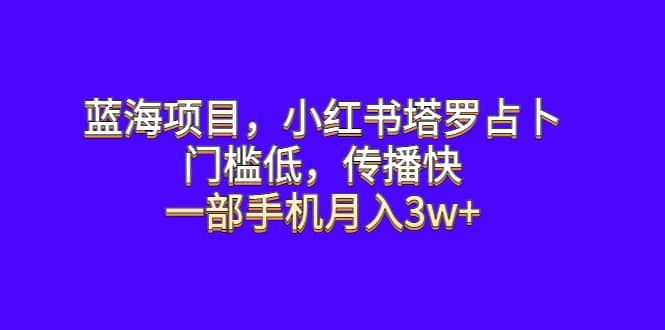 蓝海项目,小红书塔罗占卜,门槛低,传播快,一部手机月入3w+娅氪网创资源-网创项目资源站-副业项目-创业项目-搞钱项目娅氪网创资源