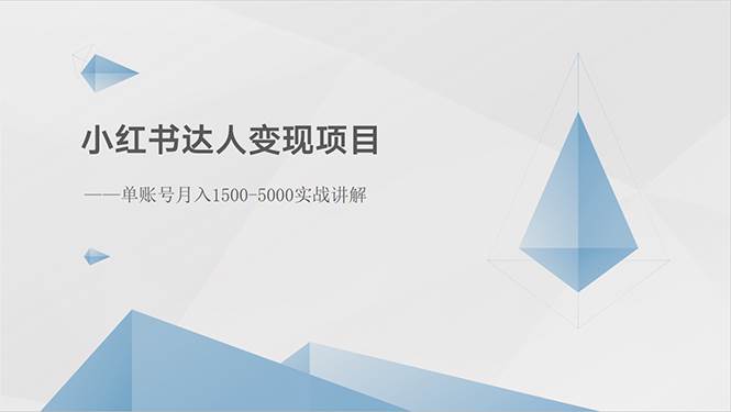小红书达人变现项目：单账号月入1500-3000实战讲解娅氪网创资源-网创项目资源站-副业项目-创业项目-搞钱项目娅氪网创资源