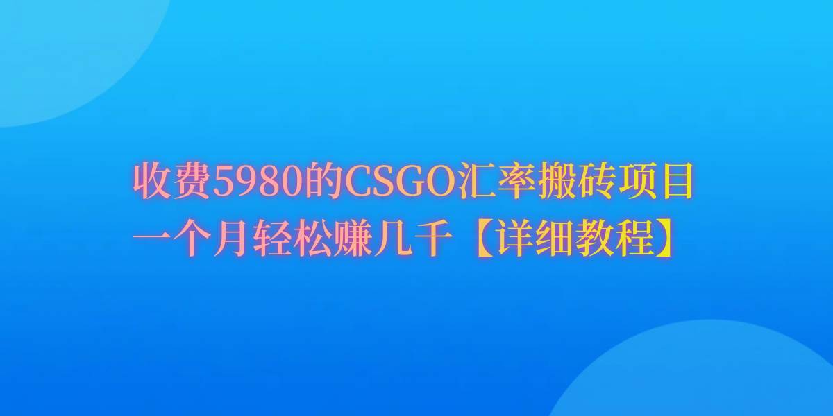 CSGO装备搬砖，月综合收益率高达60%，你也可以！娅氪网创资源-网创项目资源站-副业项目-创业项目-搞钱项目娅氪网创资源