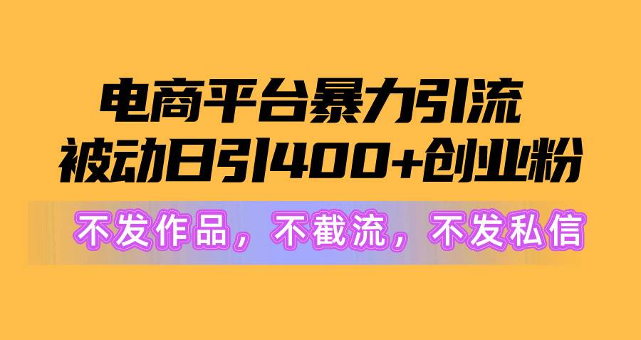电商平台暴力引流,被动日引400+创业粉不发作品，不截流，不发私信娅氪网创资源-网创项目资源站-副业项目-创业项目-搞钱项目娅氪网创资源