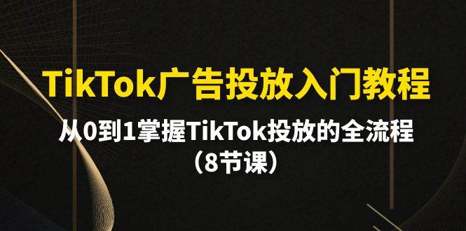 TikTok广告投放入门教程，从0到1掌握TikTok投放的全流程（8节课）娅氪网创资源-网创项目资源站-副业项目-创业项目-搞钱项目娅氪网创资源