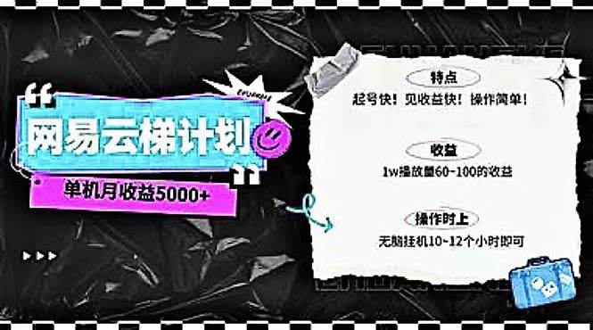 2024网易云云梯计划 单机日300+ 无脑月入5000+娅氪网创资源-网创项目资源站-副业项目-创业项目-搞钱项目娅氪网创资源