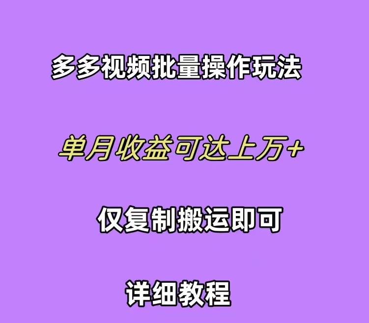 拼多多视频带货快速过爆款选品教程 每天轻轻松松赚取三位数佣金 小白必…娅氪网创资源-网创项目资源站-副业项目-创业项目-搞钱项目娅氪网创资源