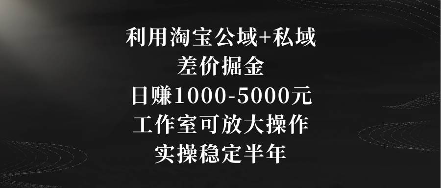 利用淘宝公域+私域差价掘金,日赚1000-5000元,工作室可放大操作,实操…娅氪网创资源-网创项目资源站-副业项目-创业项目-搞钱项目娅氪网创资源