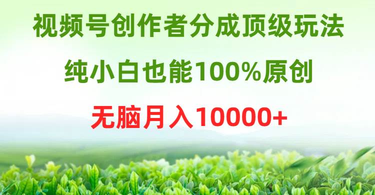 视频号创作者分成顶级玩法,纯小白也能100%原创,无脑月入10000+娅氪网创资源-网创项目资源站-副业项目-创业项目-搞钱项目娅氪网创资源