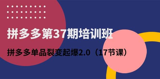 拼多多第37期培训班:拼多多单品裂变起爆2.0(17节课)网创吧-网创项目资源站-副业项目-创业项目-搞钱项目网创吧