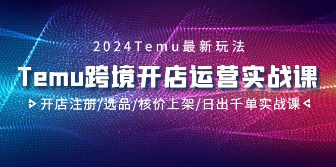 2024Temu跨境开店运营实战课，开店注册/选品/核价上架/日出千单实战课娅氪网创资源-网创项目资源站-副业项目-创业项目-搞钱项目娅氪网创资源